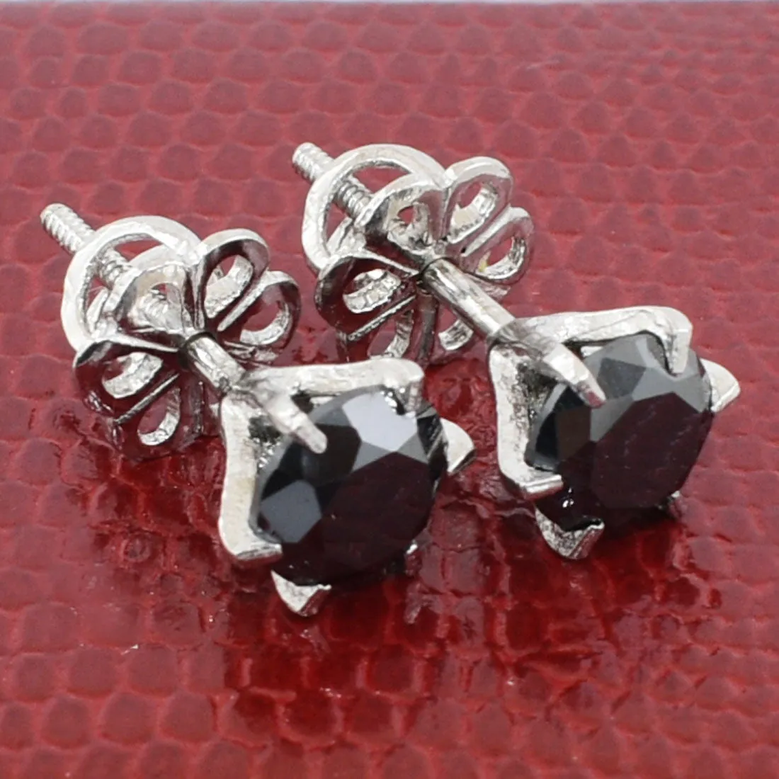 Certified 3 Ct Round Brilliant Cut Black Diamond Solitaire Studs, Amazing Collection with Great Shine