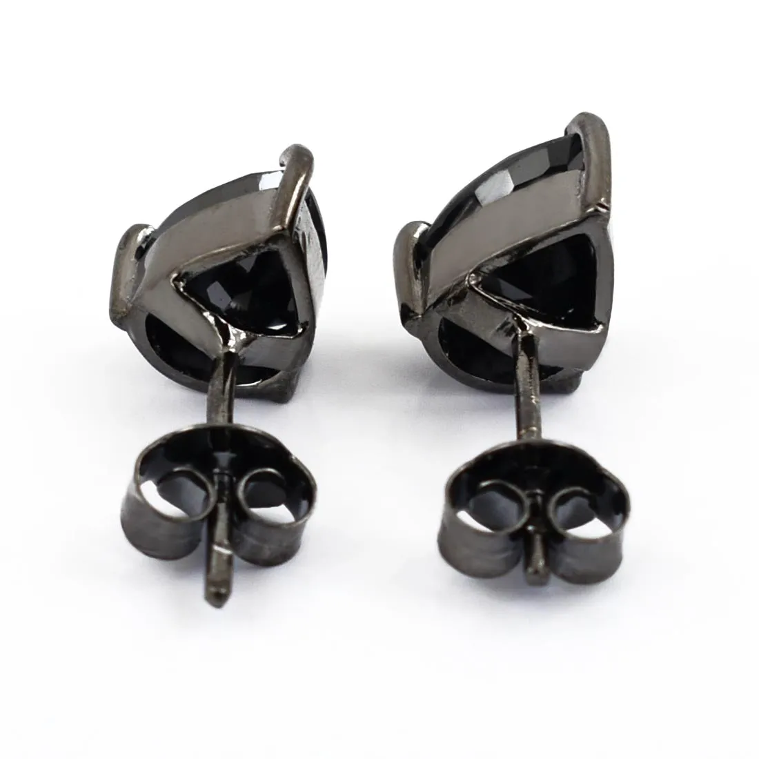 Certified 4 Carat Pear Shape Black Diamond Solitaire Studs in 3 Prong Setting, Anniversary Gift