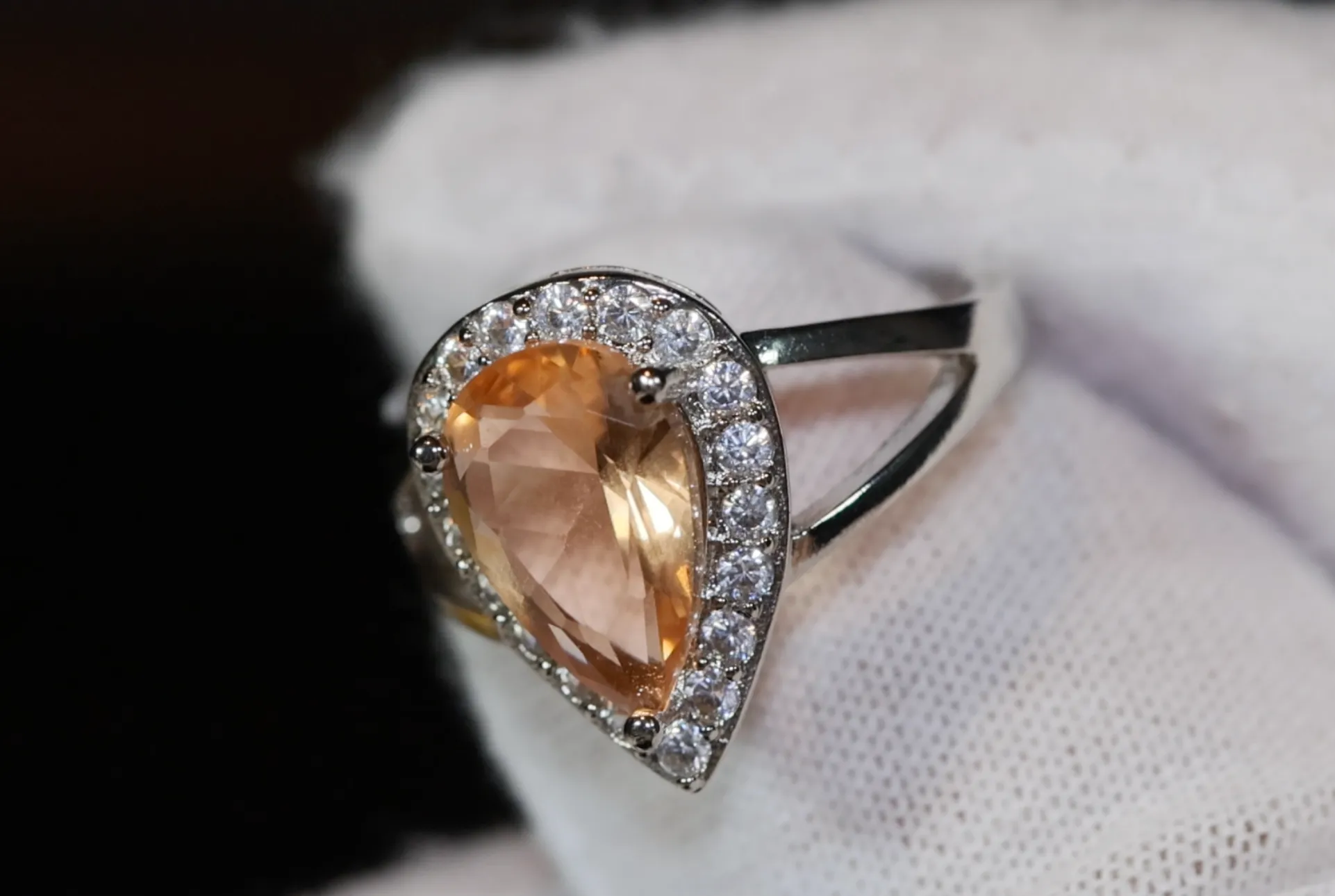 Champagne Diamond Ring | Champagne Diamond Engagement Rings | Champagne Diamond Rings | Pear Shape Ring | Engagement Ring | Teardrop Ring