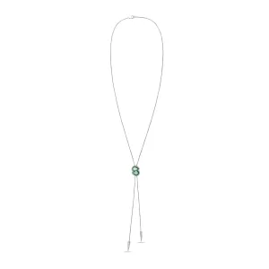 Channel Set Emerald Baguette Diamond Designer Statement Necklace In White Gold