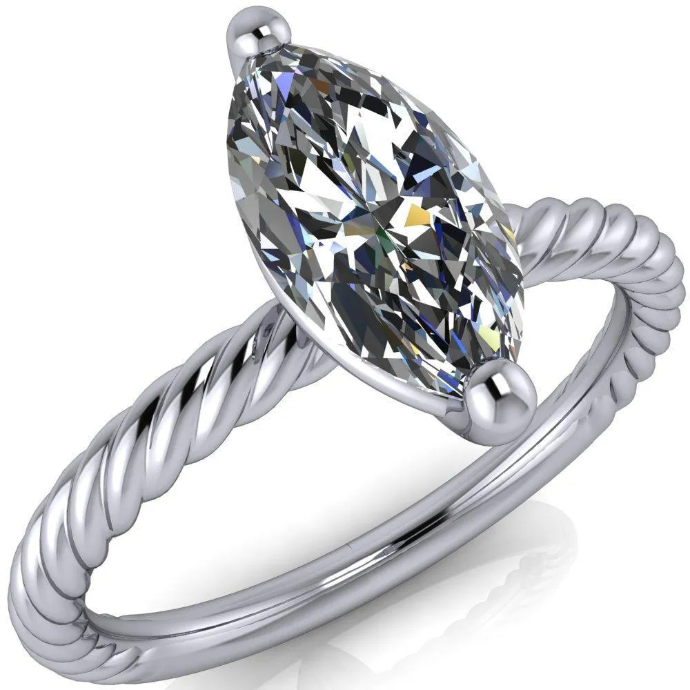 Chaya Marquise Center Stone High Set 4 Prong Elegant Rope Ring