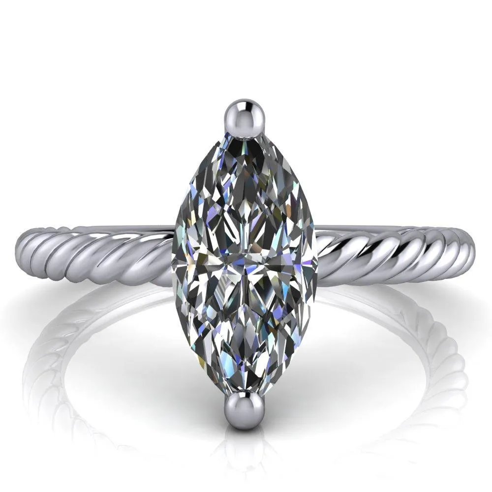 Chaya Marquise Center Stone High Set 4 Prong Elegant Rope Ring