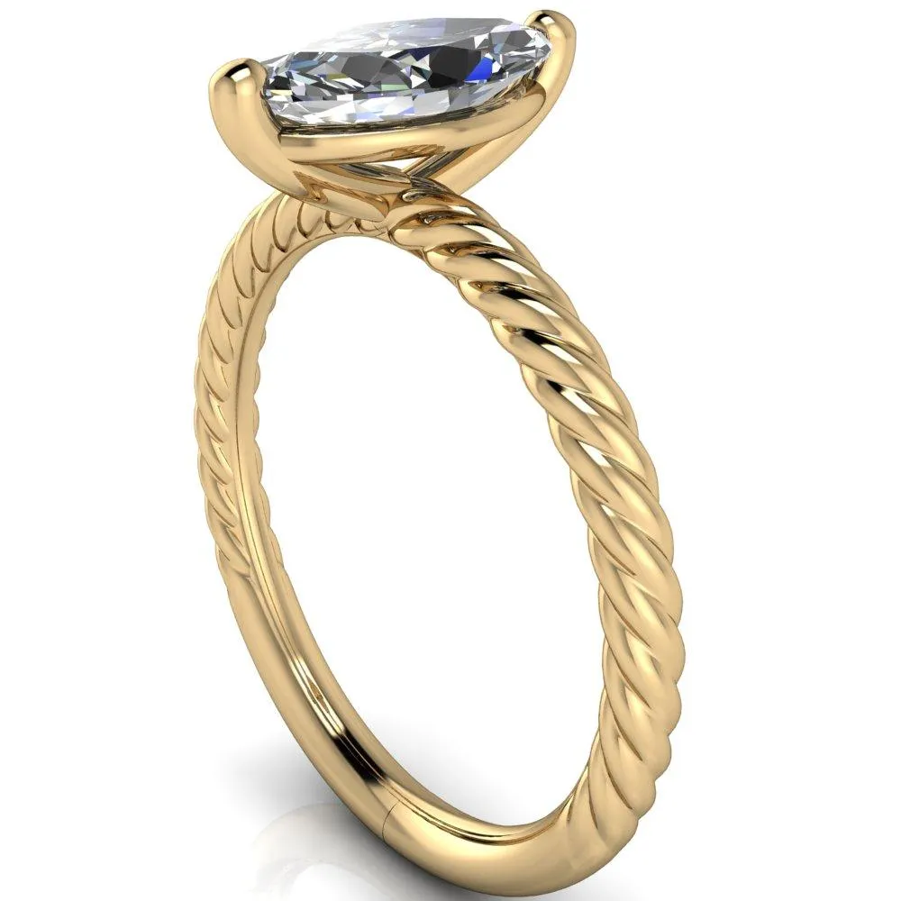 Chaya Marquise Center Stone High Set 4 Prong Elegant Rope Ring
