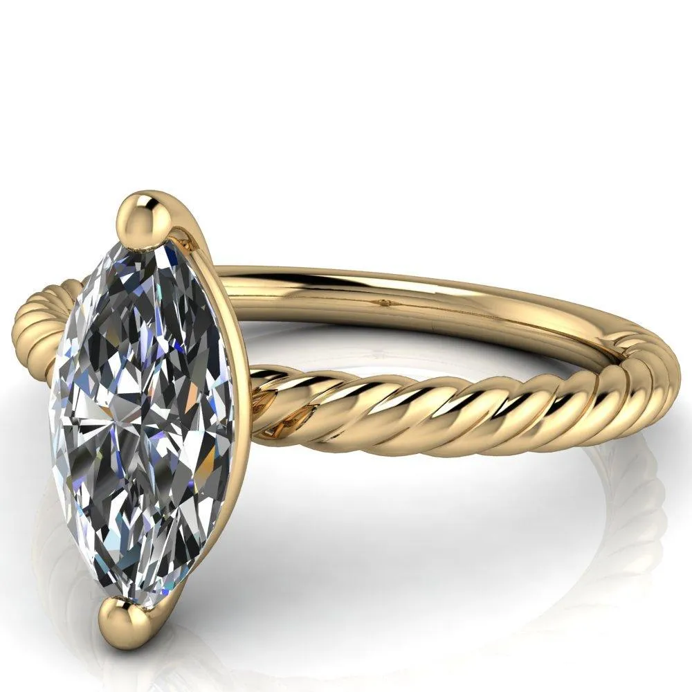 Chaya Marquise Center Stone High Set 4 Prong Elegant Rope Ring
