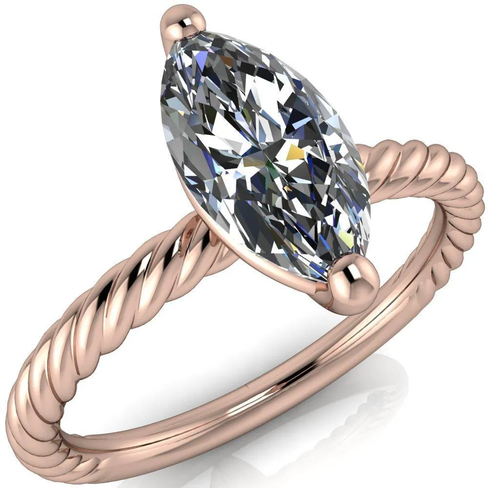 Chaya Marquise Center Stone High Set 4 Prong Elegant Rope Ring