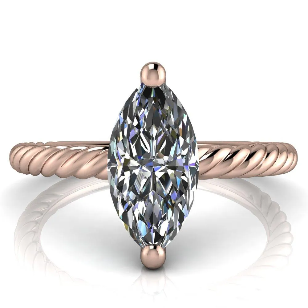 Chaya Marquise Center Stone High Set 4 Prong Elegant Rope Ring
