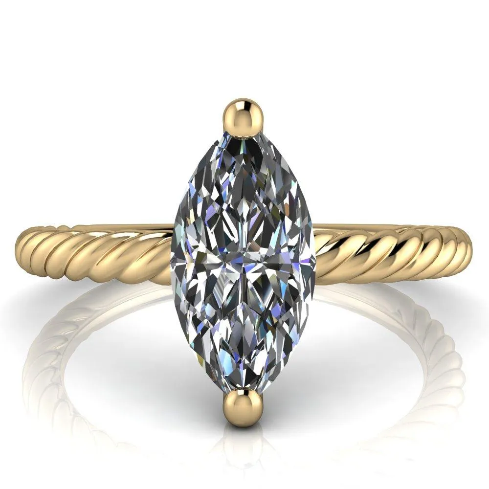 Chaya Marquise Center Stone High Set 4 Prong Elegant Rope Ring