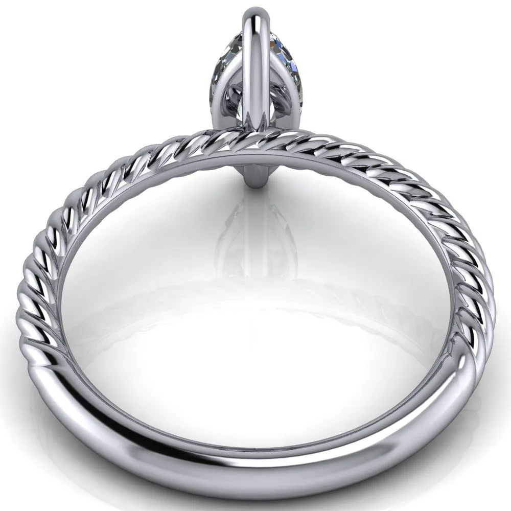 Chaya Marquise Center Stone High Set 4 Prong Elegant Rope Ring