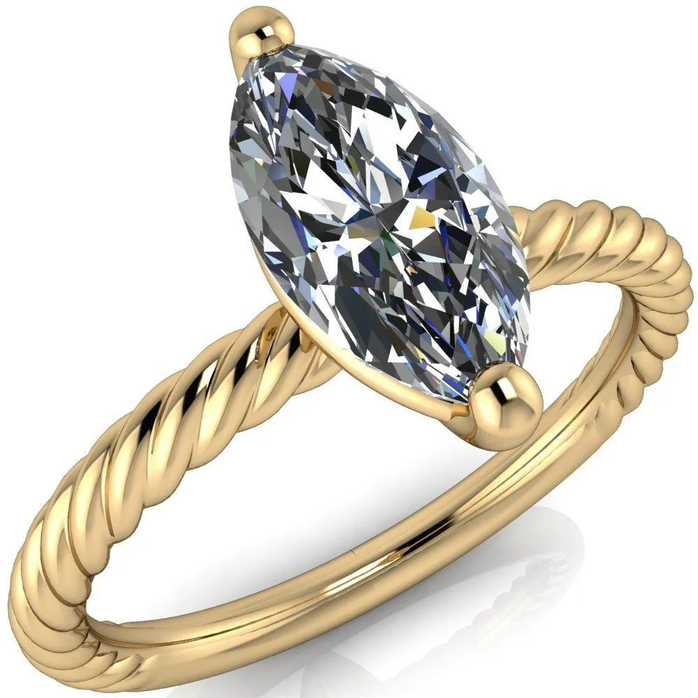 Chaya Marquise Center Stone High Set 4 Prong Elegant Rope Ring