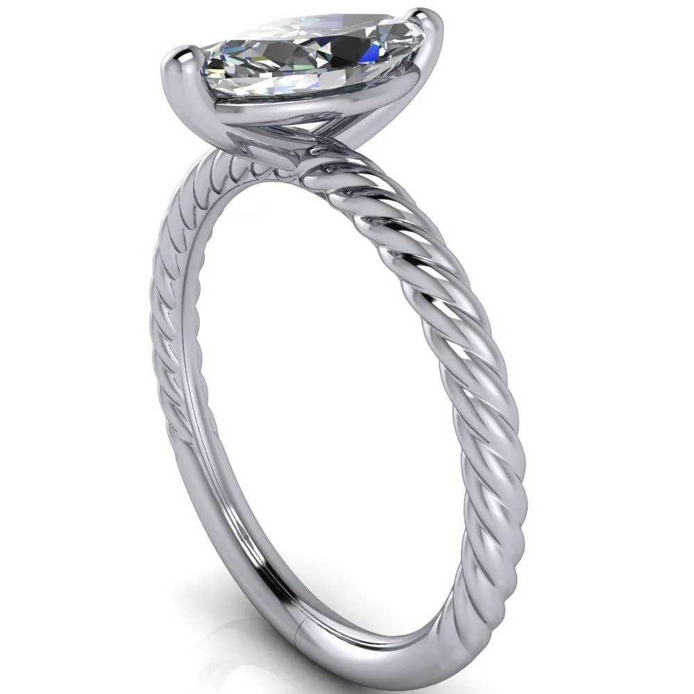 Chaya Marquise Center Stone High Set 4 Prong Elegant Rope Ring