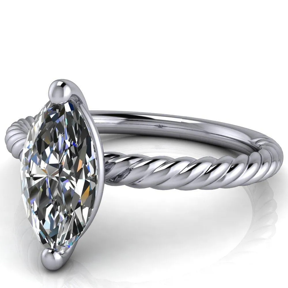 Chaya Marquise Center Stone High Set 4 Prong Elegant Rope Ring