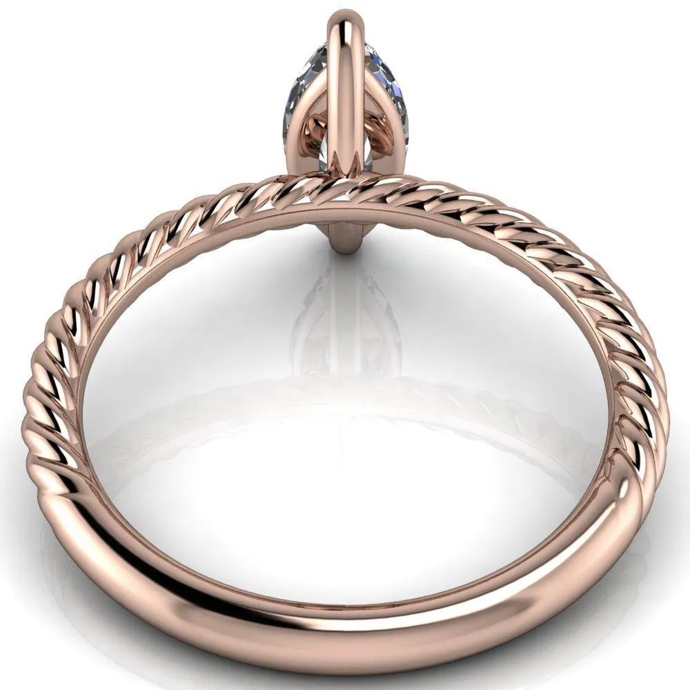 Chaya Marquise Center Stone High Set 4 Prong Elegant Rope Ring