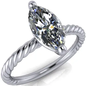 Chaya Marquise Center Stone High Set 4 Prong Elegant Rope Ring
