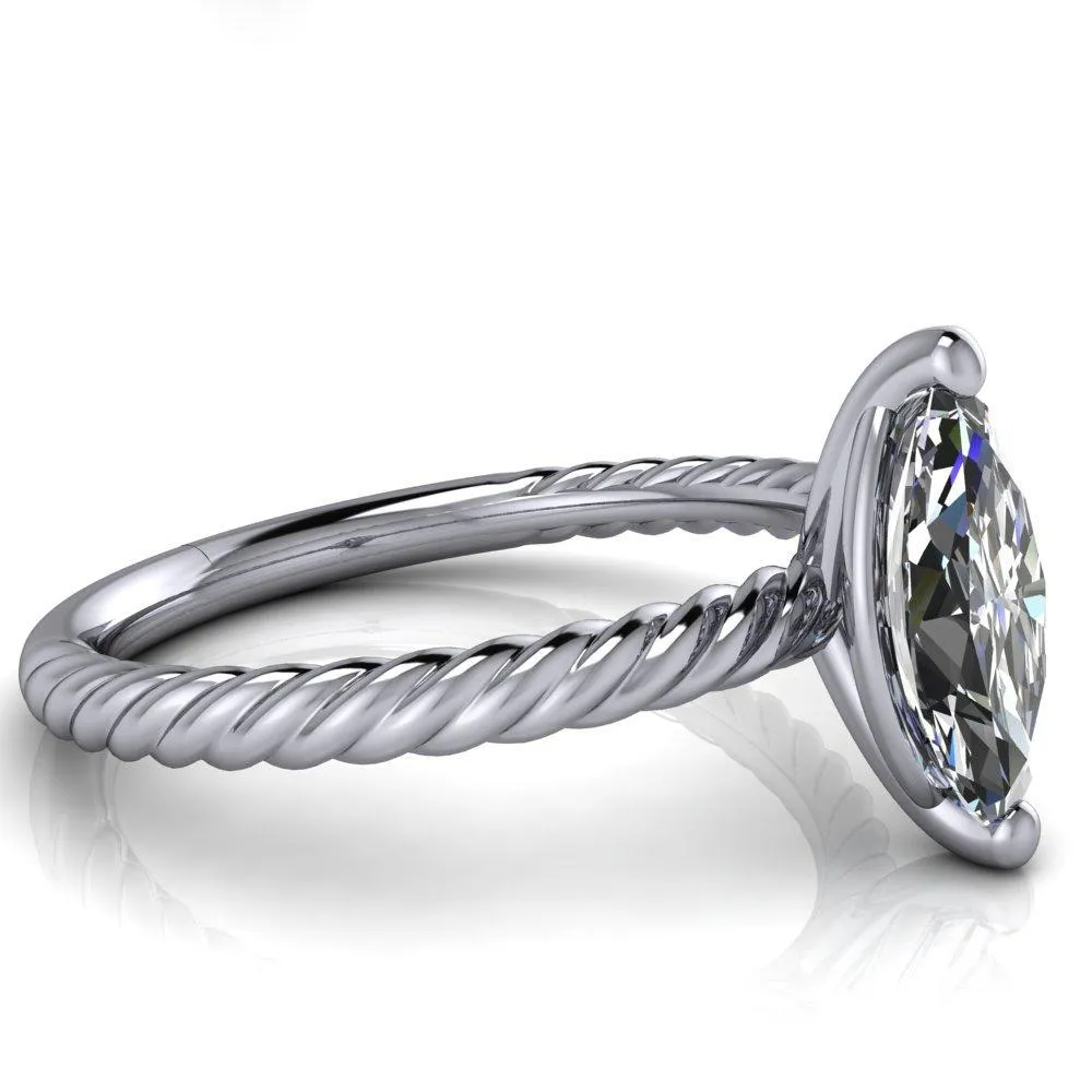Chaya Marquise Center Stone High Set 4 Prong Elegant Rope Ring
