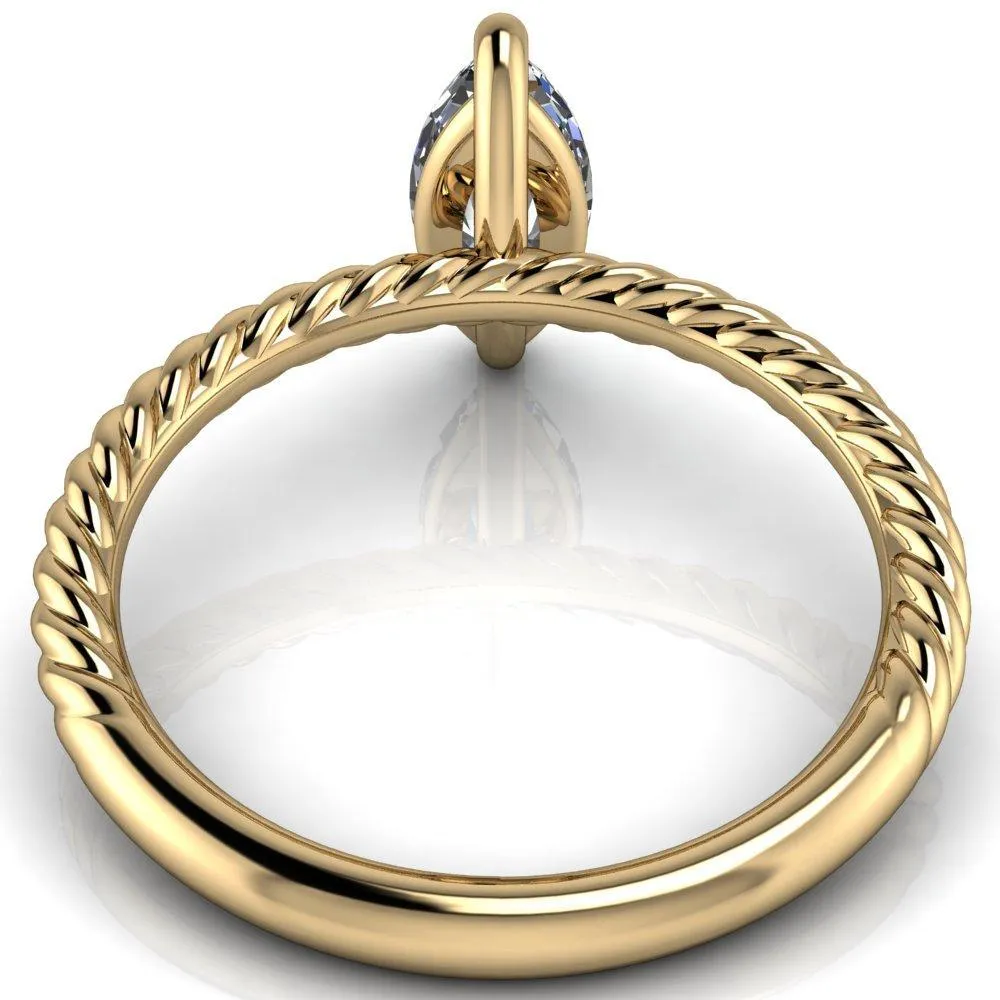 Chaya Marquise Center Stone High Set 4 Prong Elegant Rope Ring