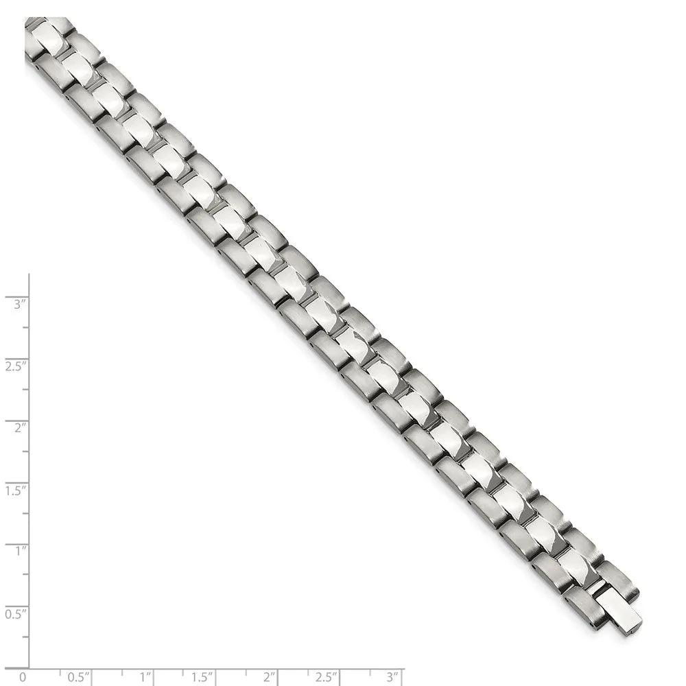Chisel Stainless Steel Brushed and Polished 8.75 inch Link Bracelet