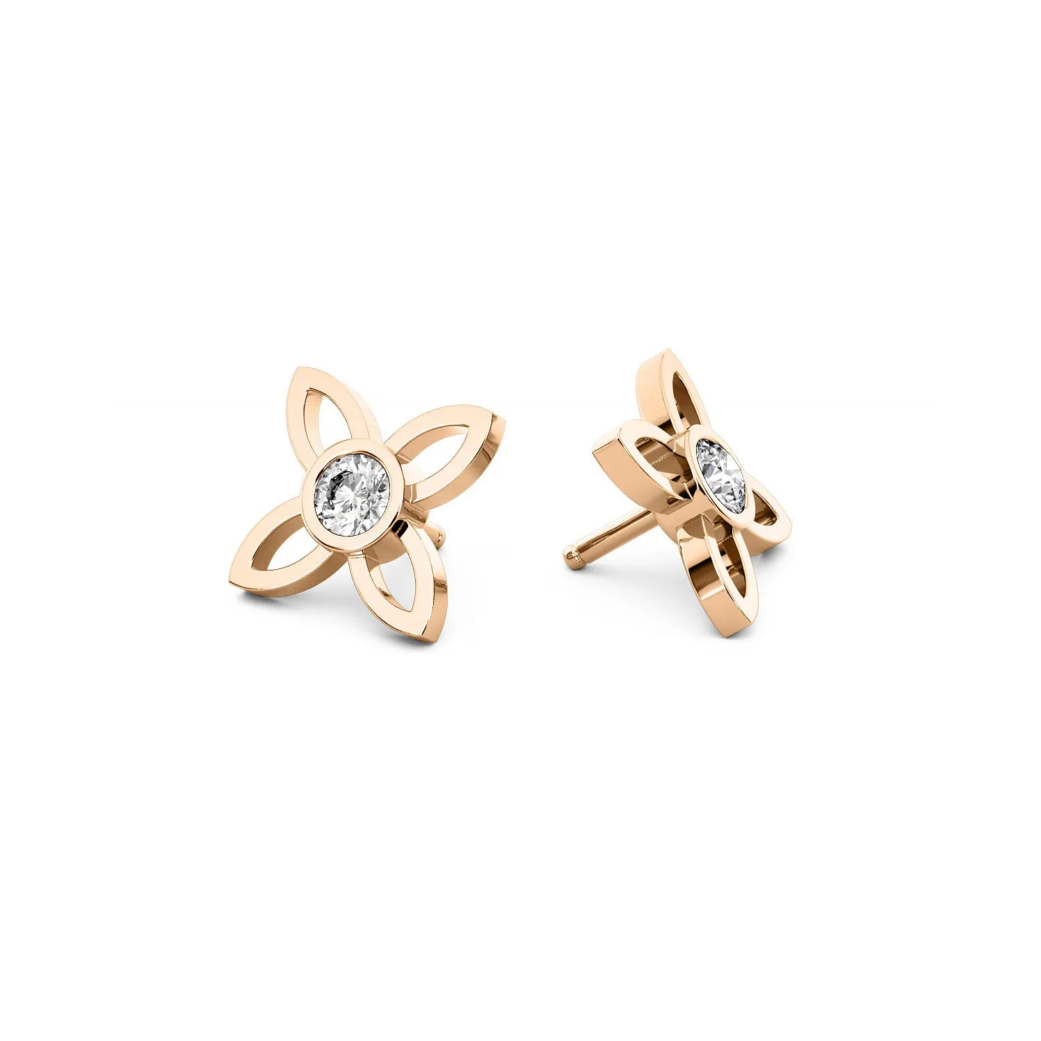 Chorost & Co. Private Collection 14K Rose Gold 0.15ct Diamond Flower Stud Earrings