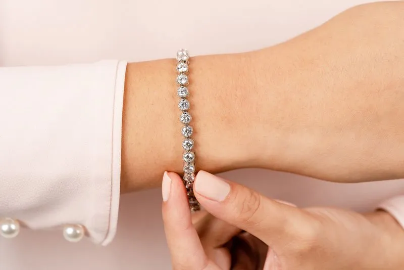 Circle Milgrain Diamond Bracelet with 3.76 ct.(finished) 2.7mm