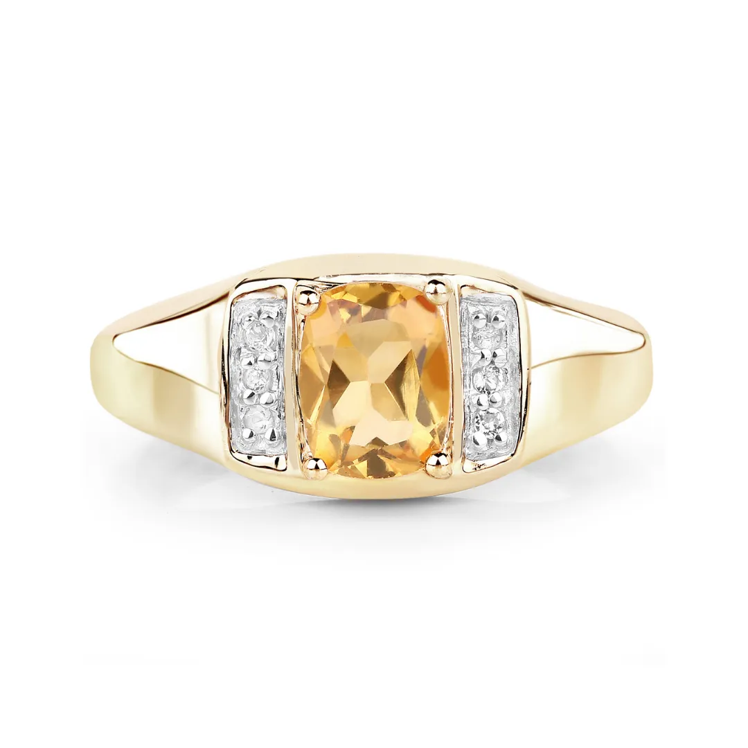 Citrine and White Topaz Unisex Ring