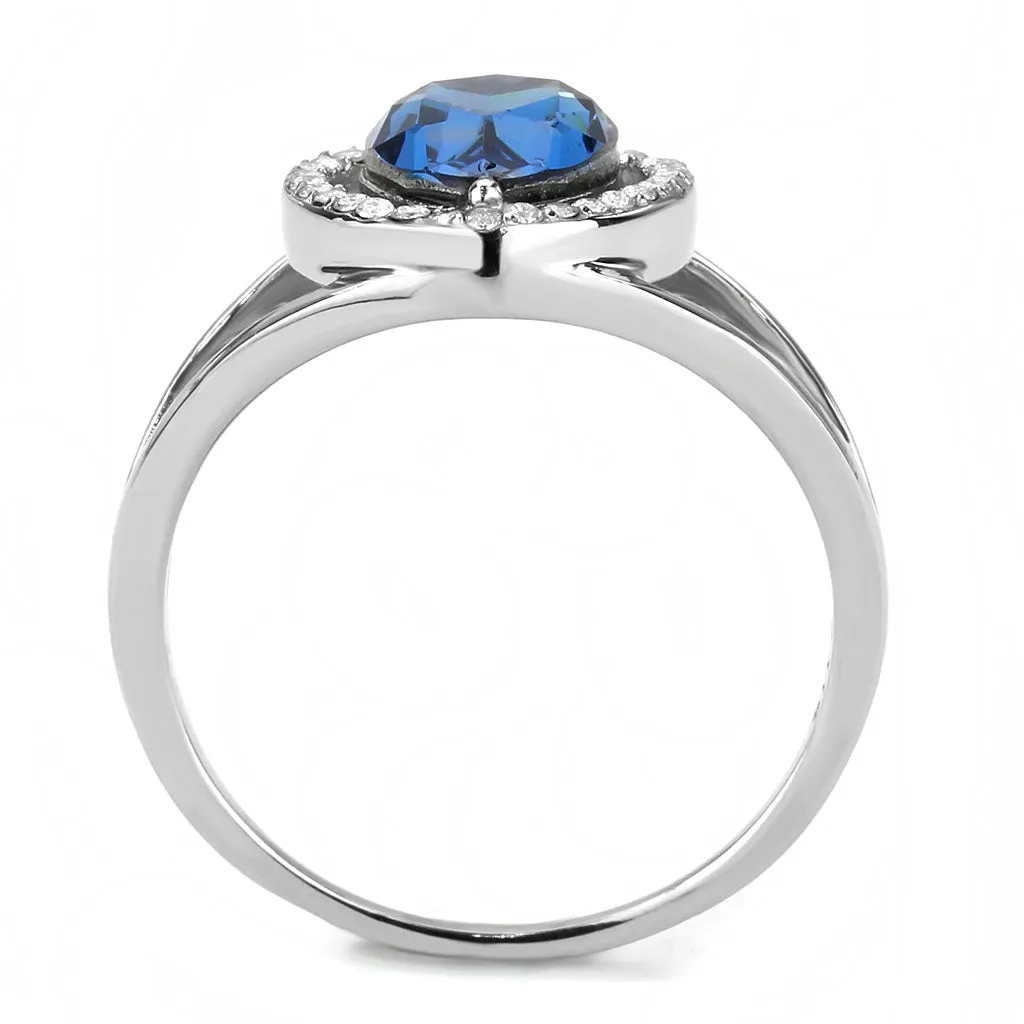 CJ349 Wholesale Women's Stainless Steel Top Grade Crystal Montana Pear Cut Engagement Ring
