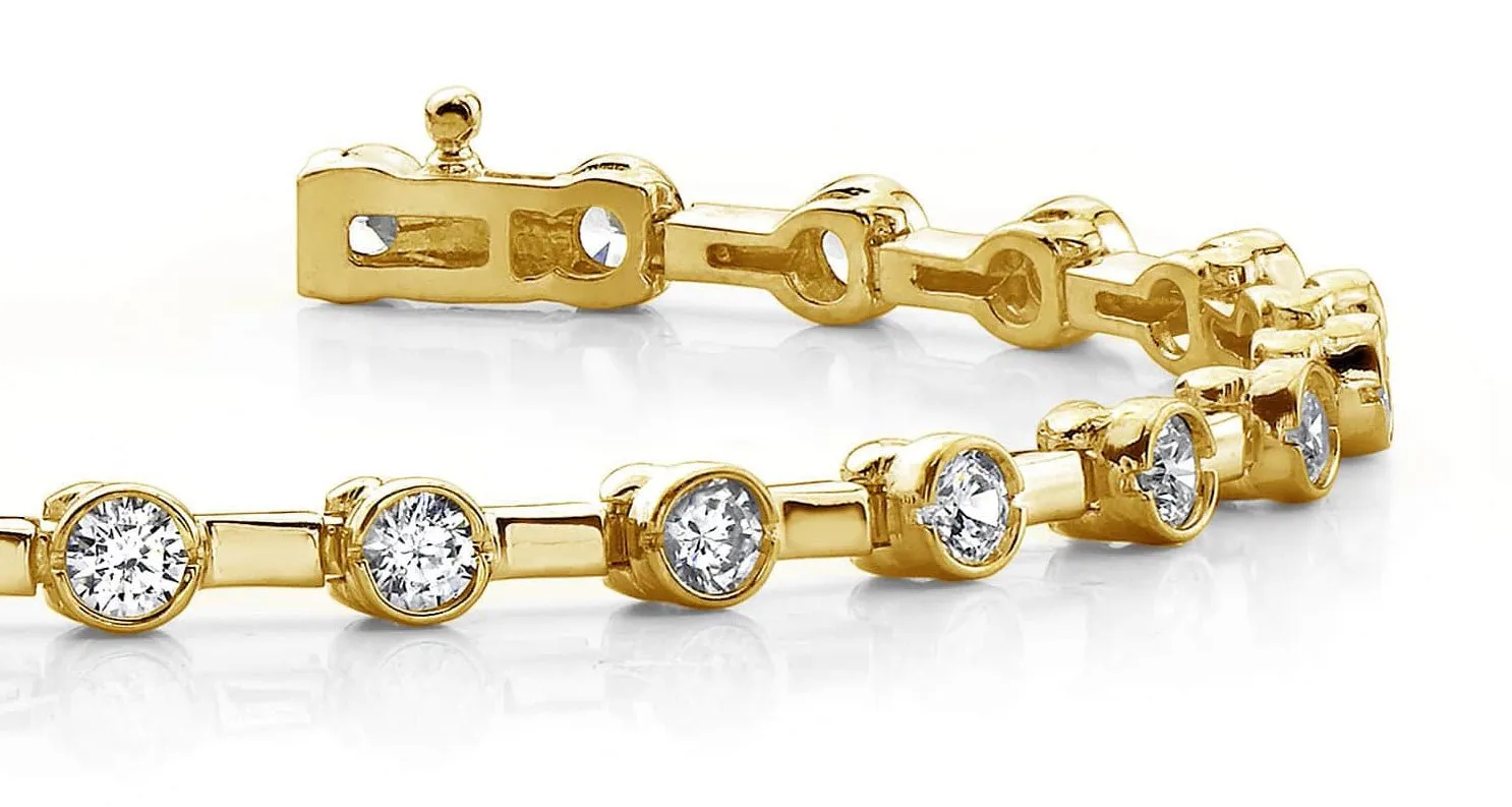 Classic Column Link Bezel Set Diamond Bracelet with 1.51 ct.(finished) 2.4mm