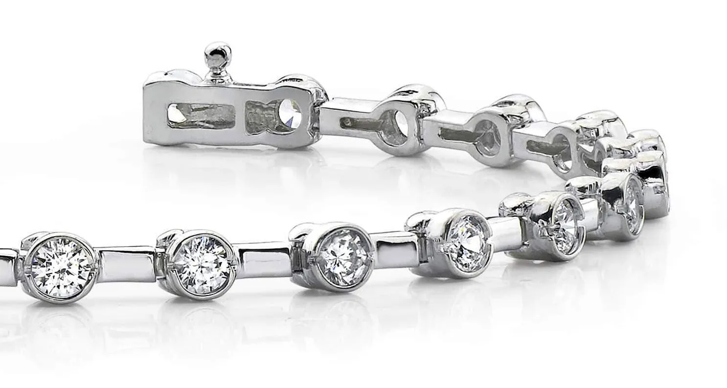 Classic Column Link Bezel Set Diamond Bracelet with 1.51 ct.(finished) 2.4mm