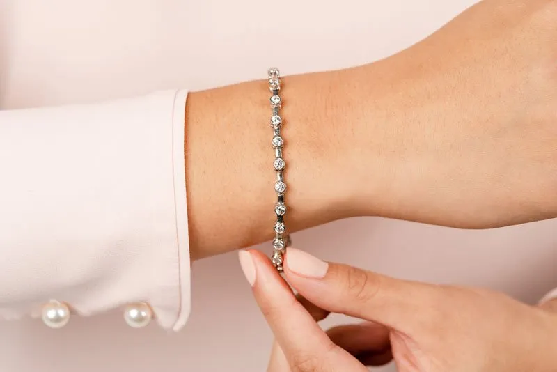 Classic Column Link Bezel Set Diamond Bracelet with 1.51 ct.(finished) 2.4mm