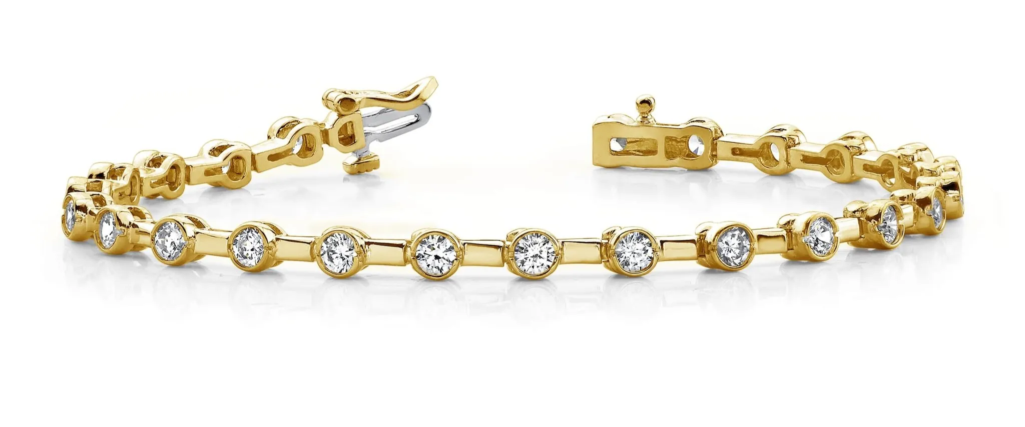 Classic Column Link Bezel Set Diamond Bracelet with 1.51 ct.(finished) 2.4mm