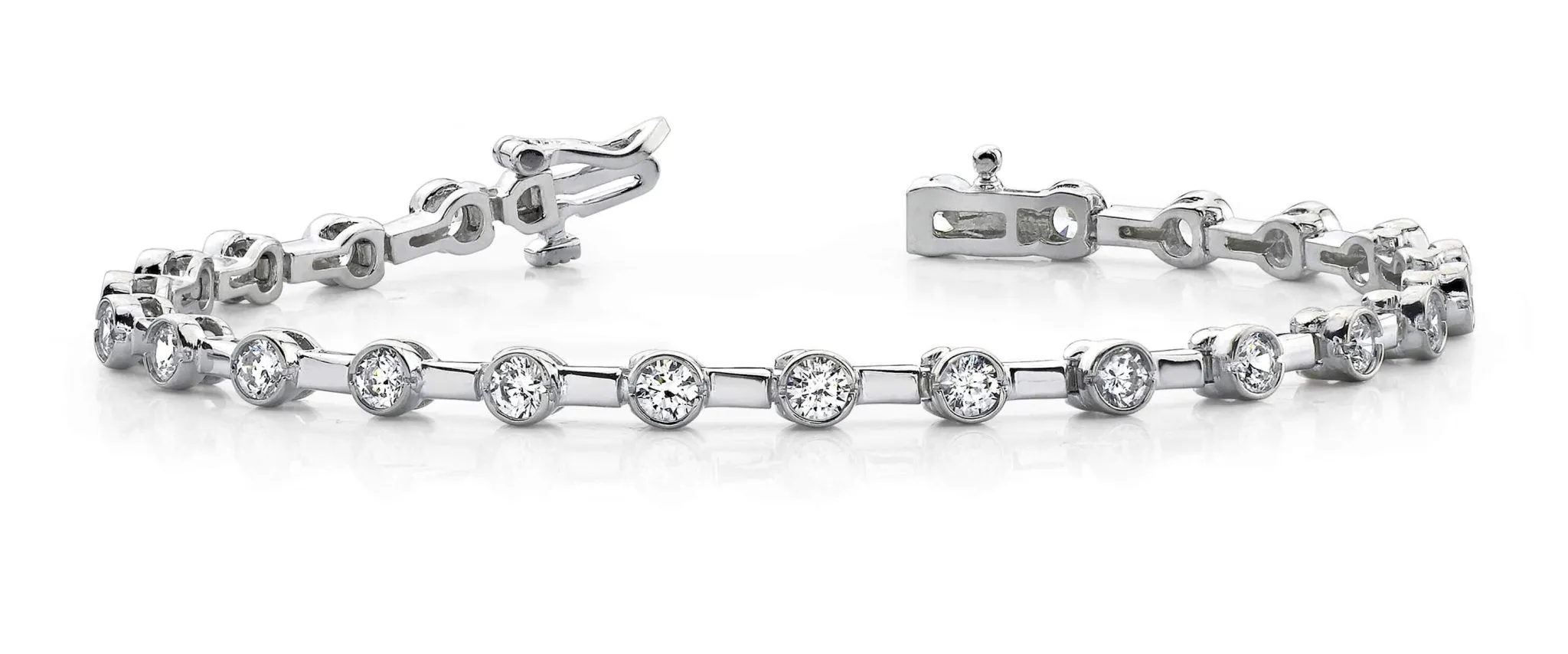 Classic Column Link Bezel Set Diamond Bracelet with 1.51 ct.(finished) 2.4mm