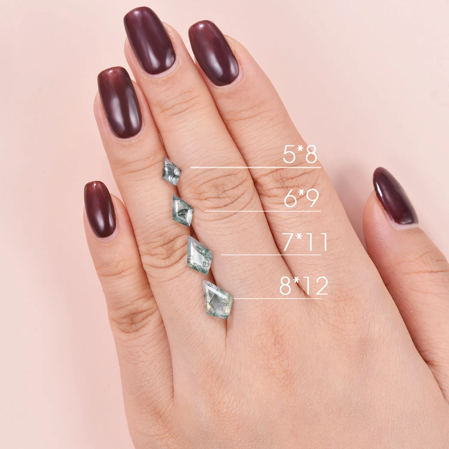Classic Engagement - Unique Moss Agate Engagement Ring Set 2pcs - Lydia