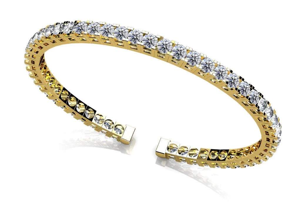 Classic Four Prong Flexible Lab-Grown Diamond Bangle with 5.50 ct.(finished) 3.2mm