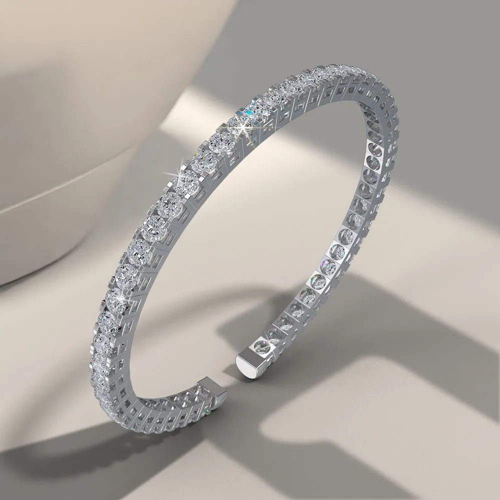 Classic Four Prong Flexible Lab-Grown Diamond Bangle with 5.50 ct.(finished) 3.2mm