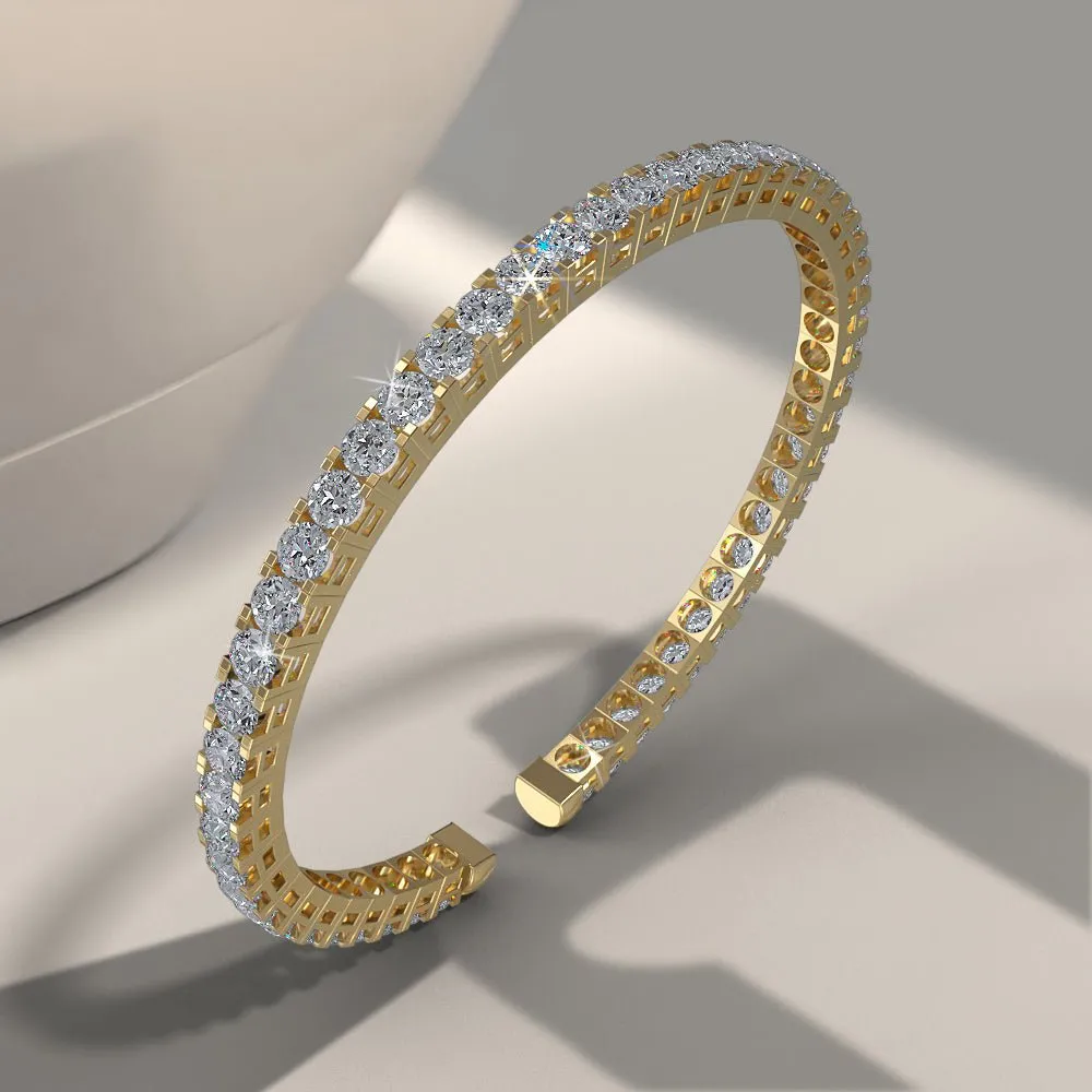 Classic Four Prong Flexible Lab-Grown Diamond Bangle with 5.50 ct.(finished) 3.2mm