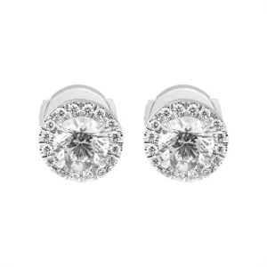 Classic halo with Round 0.70 carat Diamond studs in Platinum