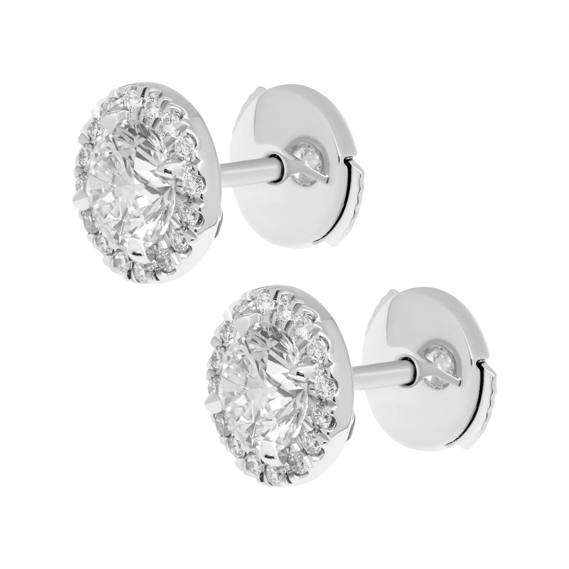 Classic halo with Round 0.70 carat Diamond studs in Platinum