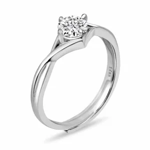 Classic Minimal Silver Solitaire Ring With AD