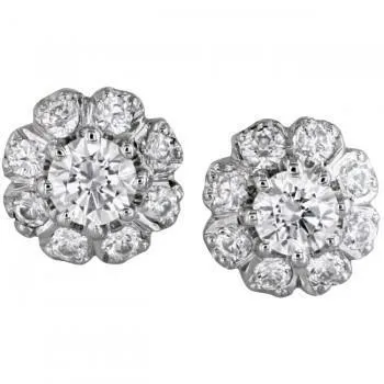 Cluster Studs Genuine Natural Earth Mined Diamonds Earrings Halo Sparkling White Gold 4.20 Carats