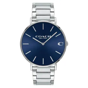 Coach Charles Silver Stainless Steel Blue Dial Quartz Watch for Gents - 14602429