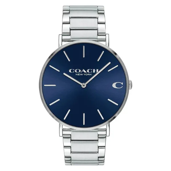 Coach Charles Silver Stainless Steel Blue Dial Quartz Watch for Gents - 14602429