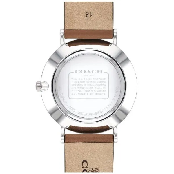 Coach Perry Brown Leather Strap Silver Dial Quartz Watch for Ladies - 14503120