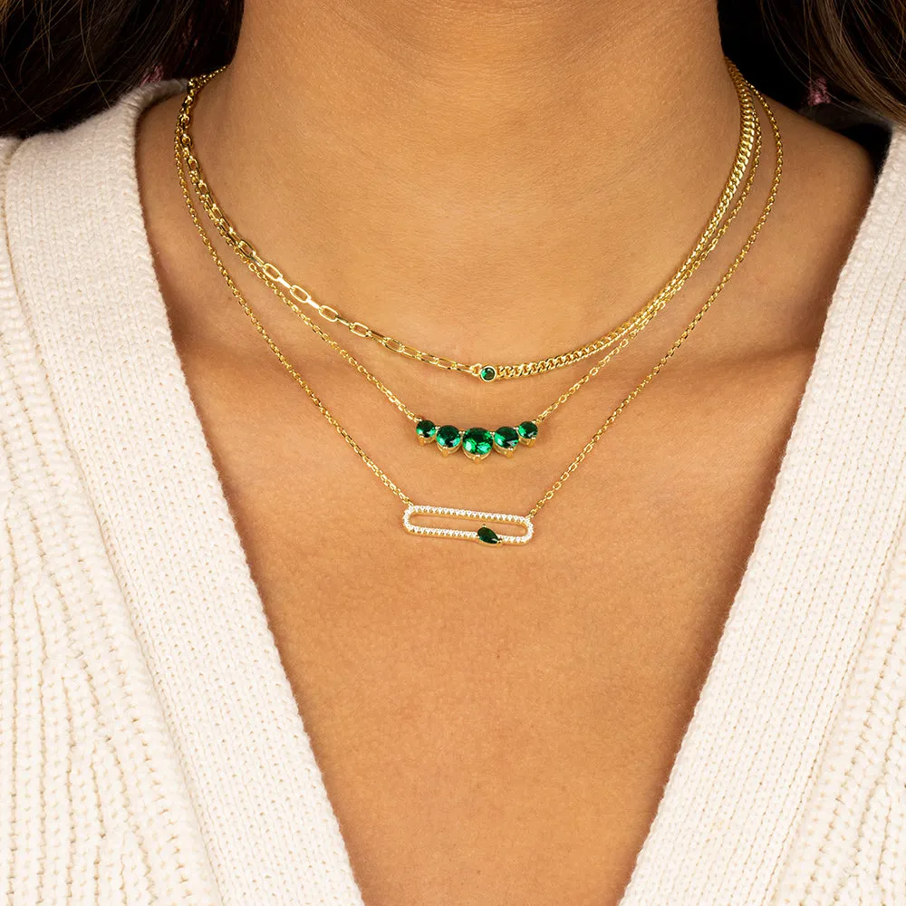 Colored Multi Chain CZ Bezel Necklace