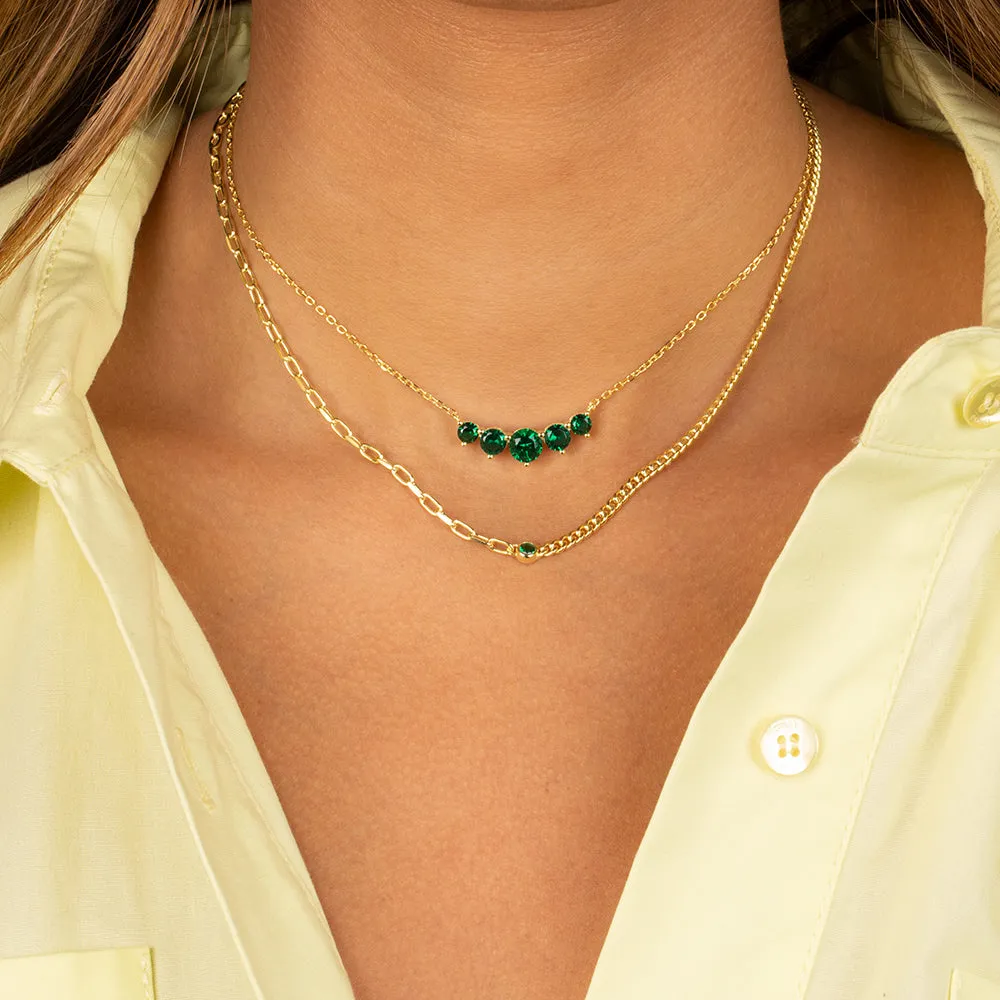 Colored Multi Chain CZ Bezel Necklace