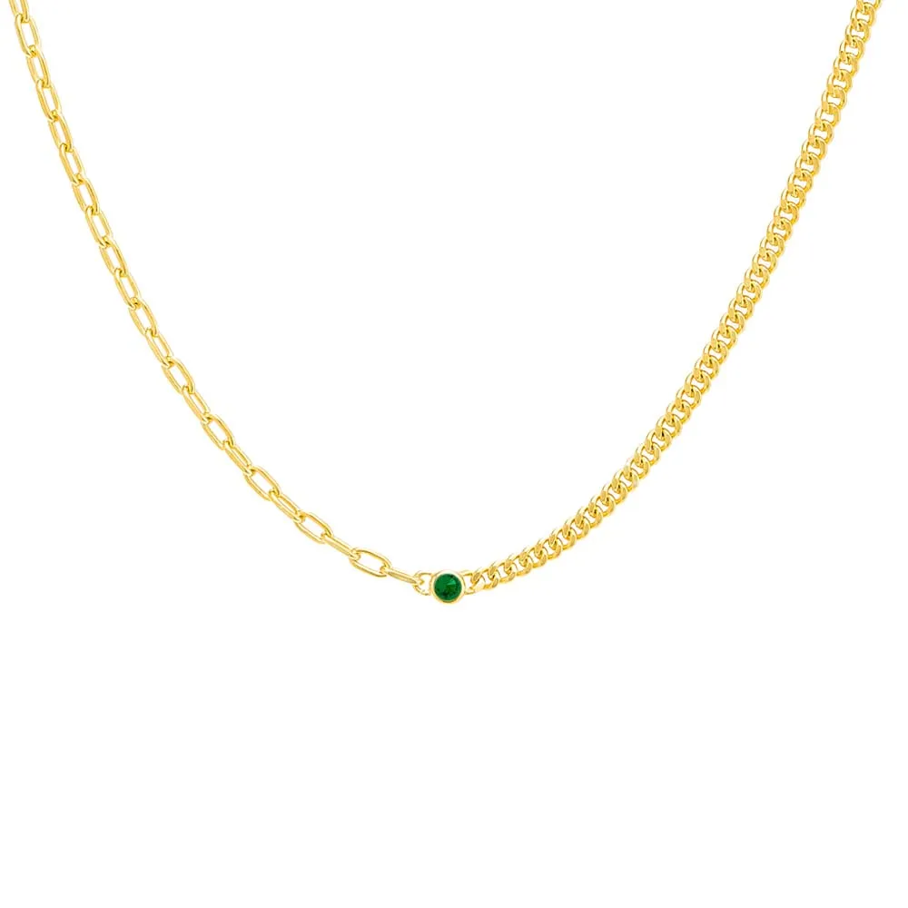 Colored Multi Chain CZ Bezel Necklace