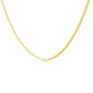 Colored Multi Chain CZ Bezel Necklace