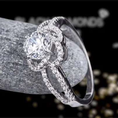 Created Diamond Floral Engagement Ring 1 Ct
