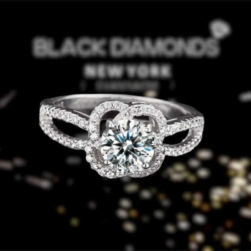 Created Diamond Floral Engagement Ring 1 Ct