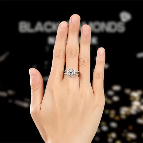 Created Diamond Floral Engagement Ring 1 Ct