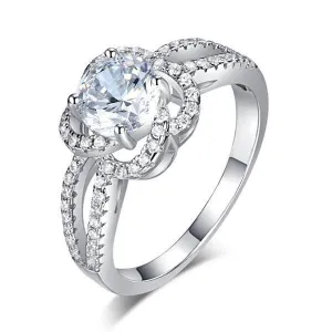 Created Diamond Floral Engagement Ring 1 Ct