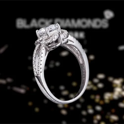 Created Diamond Floral Engagement Ring 1 Ct