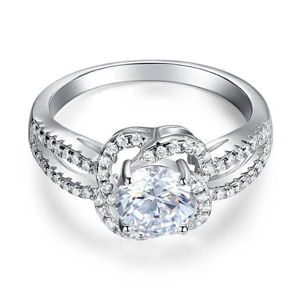 Created Diamond Floral Engagement Ring 1 Ct